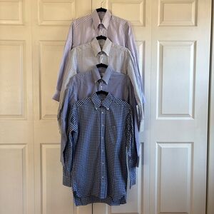 Lot 4 Ben Silver Fine Dress Shirts Blue White Pink Plaid Career Office Cotton 14